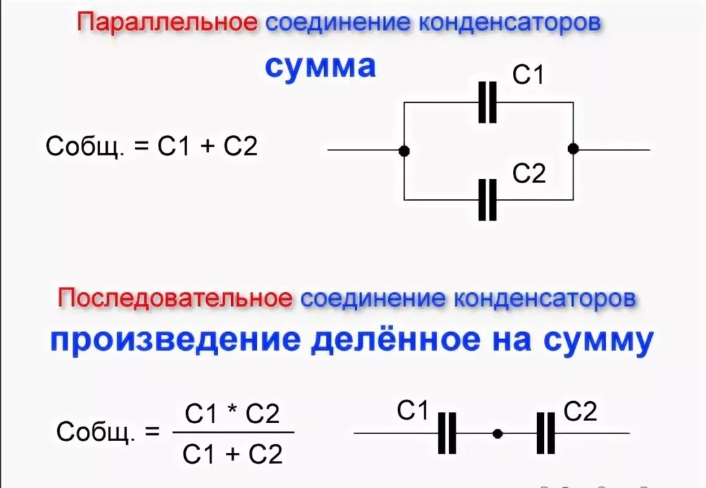 типы соединений конденсаторов